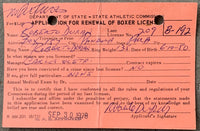 DURAN, ROBERTO SIGNED BOXER LICENSE APPLICATION (1978-PSA/DNA)
