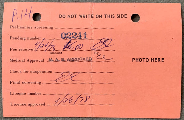 DURAN, ROBERTO SIGNED BOXER LICENSE APPLICATION (1978-PSA/DNA) – JO ...