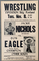 EAGLE, DON-JACKIE NICHOLS ON SITE WRESTLING POSTER (1955)