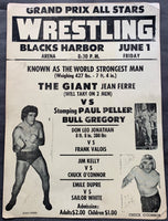 FERRE, JEAN (ANDRE THE GIANT)-STOMPING PAUL PELLER & BULL GREGORY ON SITE WRESTLING POSTER (1973)