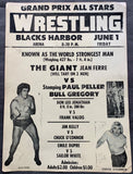 FERRE, JEAN (ANDRE THE GIANT)-STOMPING PAUL PELLER & BULL GREGORY ON SITE WRESTLING POSTER (1973)