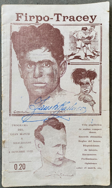 FIRPO, LUIS-JIM TRACEY OFFICIAL PROGRAM (1922)