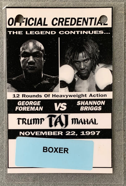FOREMAN, GEORGE-SHANNON BRIGGS OFFICIAL BOXER CREDENTIAL (1997)