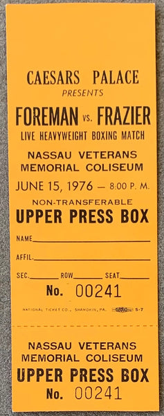 FOREMAN, GEORGE-JOE FRAZIER II FULL PRESS PASS (1976)