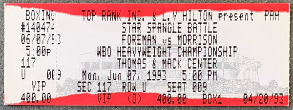 FOREMAN, GEORGE-TOMMY "THE DUKE" MORRISON ON SITE FULL TICKET (1993)