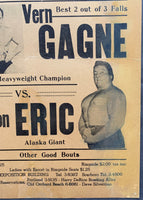 GAGNE, VERNE-YUKON ERIC ON SITE WRESTLING POSTER (1955)