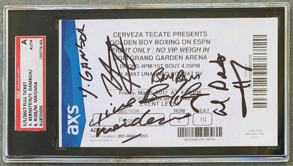 CASTELLANOS, ROBINSON-YURIOKIS GAMBOA ON SITE SIGNED FULL TICKET (2017-SIGNED BY GAMBOA, BERNSTEIN, RIOS AND MAIDANA-SGC)