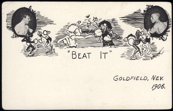 GANS, JOE-BATTLING NELSON ORIGINAL SOUVENIR POSTCARD (1906)