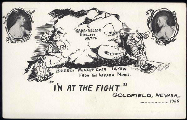 GANS, JOE-BATTLING NELSON ORIGINAL SOUVENIR POSTCARD (1906)