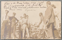 GANS, JOE-BATTLING NELSON REAL PHOTO POSTCARD (1906-JUST BEFORE FIGHT)