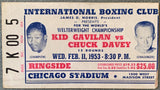 GAVILAN, KID-CHUCK DAVEY ON SITE STUBLESS TICKET (1953)