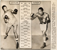 GAVILAN, KID-GIL TURNER TALE OF THE TAPE WIRE PHOTO (1952)