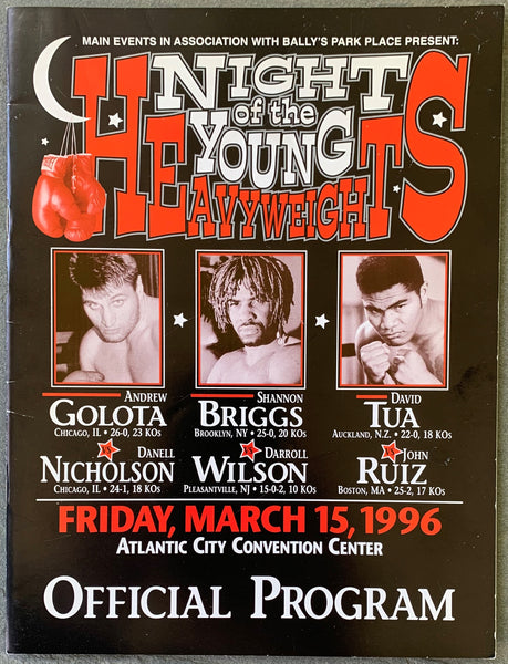 NIGHT OF YOUNG HEAVYWEIGHTS ON SITE PROGRAM (1996-TUA, GOLOTA, GRANT, BRIGGS)