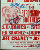 JOHNSON, ROCKY-SUPERSTAR BILLY GRAHAM & THE STRONGBOW BROTHERS-THE WILD SAMOANS SIGNED ON SITE POSTER (1983-JSA)