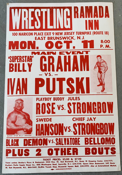 PUTSKI, IVAN-"SUPERSTAR" BILLY GRAHAM ON SITE WRESTLING POSTER (1982)