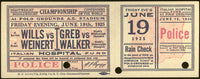 GREB, HARRY-MICKEY WALKER & HARRY WILLS-CHARLIE WEINERT FULL TICKET (1925)