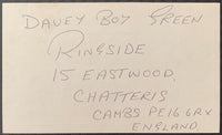 GREEN, DAVEY BOY SIGNED INDEX CARD