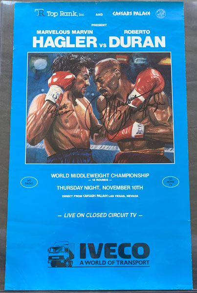 HAGLER, MARVIN-ROBERTO DURAN SIGNED CLOSED CIRCUIT POSTER (1983-SIGNED BY BOTH)
