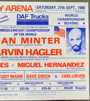HAGLER, MARVIN-ALAN MINTER ON SITE POSTER (1980-HAGLER WINS MIDDLEWEIGHT TITLE)
