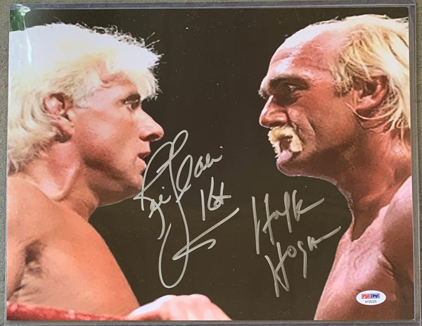 HOGAN, HULK & RIC FLAIR SIGNED LARGE FORMAT PHOTOGRAPH (PSA/DNA)