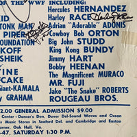 HOGAN, HULK-PAUL "MR. WONDERFUL" ORNDORFF & RANDY "MACHO MAN" SAVAGE-JUNK YARD DOG SIGNED ON SITE POSTER (1986)