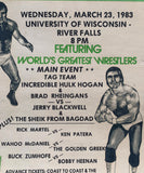 HOGAN, HULK & BRAD RHEINGANS VS. JERRY BLACKWELL & THE SHEIK FROM BAGHDAD WRESTLING ON SITE POSTER (1983)