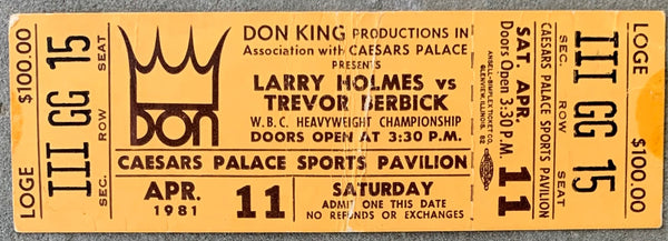 HOLMES, LARRY-TREVOR BERBICK ON SITE FULL TICKET (1981)