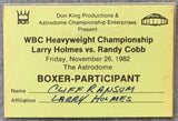HOLMES, LARRY-RANDALL "TEX" COBB BOXER-PARTICIPANT CREDENTIAL (1982)