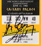 HOLMES, LARRY-GERRY COONEY SIGNED ON SITE FULL TICKET (1982)
