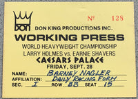 HOLMES, LARRY-EARNIE SHAVERS WORKING PRESS PASS (1979)