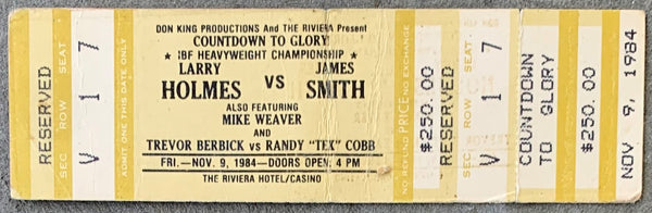 HOLMES, LARRY-JAMES "BONECRUSHER" SMITH ON SITE FULL TICKET(1984)