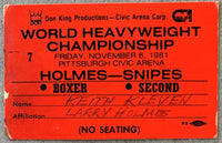 HOLMES, LARRY-RENALDO SNIPES & MICHAEL DOKES-GEORGE CHAPLIN BOXER SECOND CREDENTIAL (1981)