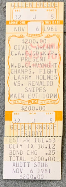 HOLMES, LARRY-RENALDO SNIPES & MICHAEL DOKES-GEORGE CHAPLIN ON SITE FULL TICKET (1981)