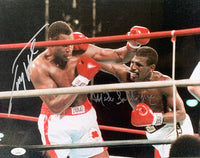 HOLMES, LARRY-MICHAEL SPINKS I SIGNED LARGE FORMAT PHOTO (1985-JSA)