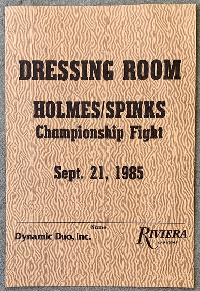 HOLMES, LARRY-MICHAEL SPINKS I DRESSING ROOM PASS (1985)