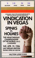 HOLMES, LARRY-MICHAEL SPINKS II ON SITE STUBLESS TICKET (1986)