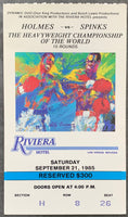 HOLMES, LARRY-MICHAEL SPINKS I & JULIO CESAR CHAVEZ-PRATCHETT ON SITE STUBLESS TICKET (1985)