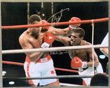 SPINKS, MICHAEL-LARRY HOLMES SIGNED LARGE FORMAT PHOTO (HOLMES II FIGHT-JSA)