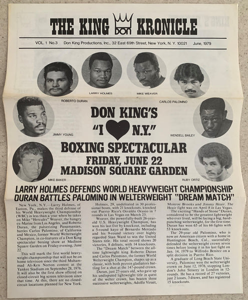 HOLMES, LARRY-MIKE WEAVER & ROBERTO DURAN-CARLOS PALOMINO KING KRONICLE (1979)