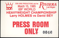 HOLMES, LARRY-DAVID BEY PRESS ROOM ONLY CREDENTIAL 1985)