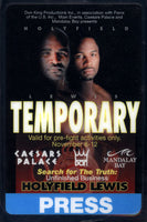 LEWIS, LENNOX-EVANDER HOLYFIELD II TEMPORARY PRESS CREDENTIAL (1999)