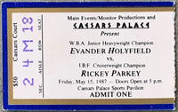 HOLYFIELD, EVANDER-RICKEY PARKEY ON SITE STUBLESS TICKET (1987)