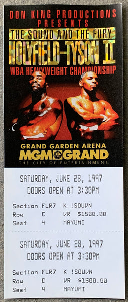 HOLYFIELD, EVANDER-MIKE TYSON II ON SITE FULL TICKET (1997-EAR BITE FIGHT-PSA/DNA NM-MT 8)