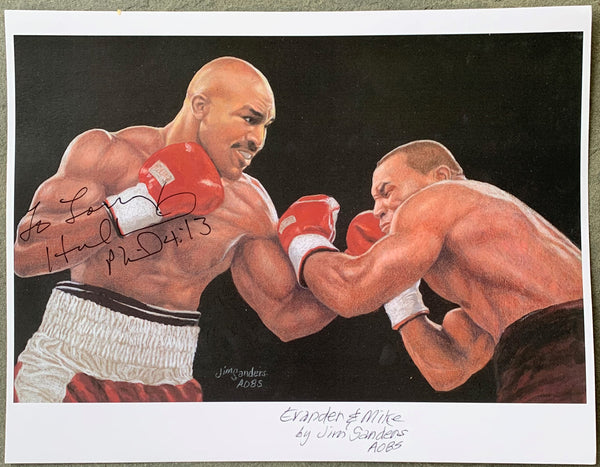 HOLYFIELD, EVANDER-MIKE TYSON SIGNED PRINT (SIGNED BY HOLYFIELD)