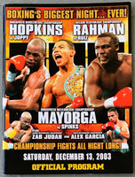 HOPKINS, BERNARD-WILLIAM JOPPY & JOHNNY RUIZ-HASIM RAHMAN OFFICIAL PROGRAM (2003)