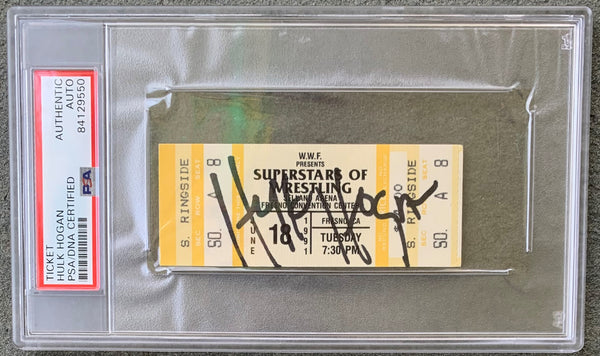 HOGAN, HULK-SGT. SLAUGHTER SIGNED ON SITE FULL TICKET (1991-PSA/DNA AUTHENTICATED)