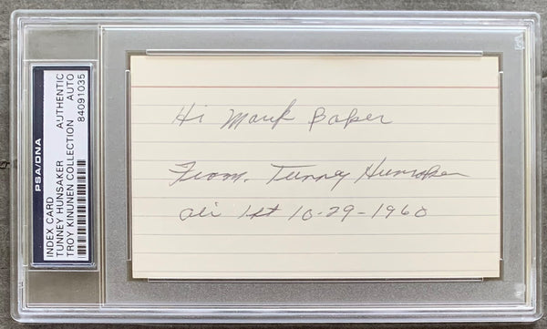 HUNSAKER, TUNNEY SIGNED INDEX CARD (PSA/DNA)