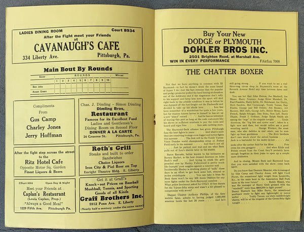 BEN JEBYANSON GREEN OFFICIAL PROGRAM (1936) JO Sports Inc.
