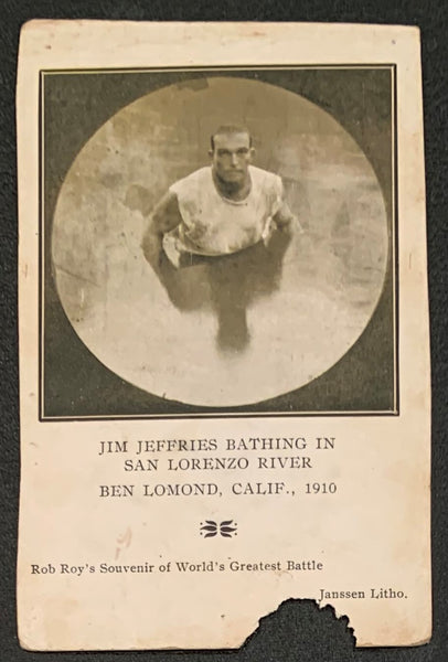 JEFFRIES, JAMES J. PHOTO POSTCARD (TRAINING FOR JOHNSON (1910)