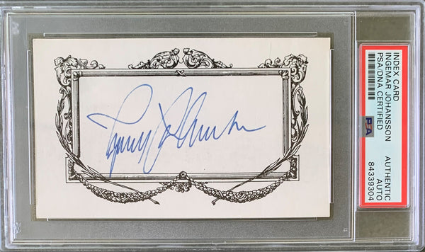 JOHANSSON, INGEMAR SIGNED AUTOGRAPH CARD (PSA/DNA)